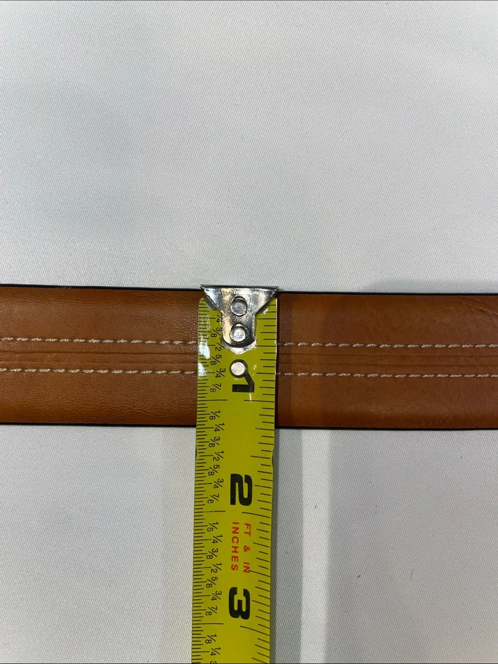 Tasso Elba Tan Leather Belt with Silver Buckle Size 34
